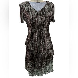 dressbarn Brown and White Midi Dress